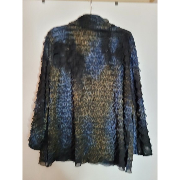 Caroline Rose Luxe Blue and Brown Paisley Blouse Jacket Size XL - Picture 6 of 6